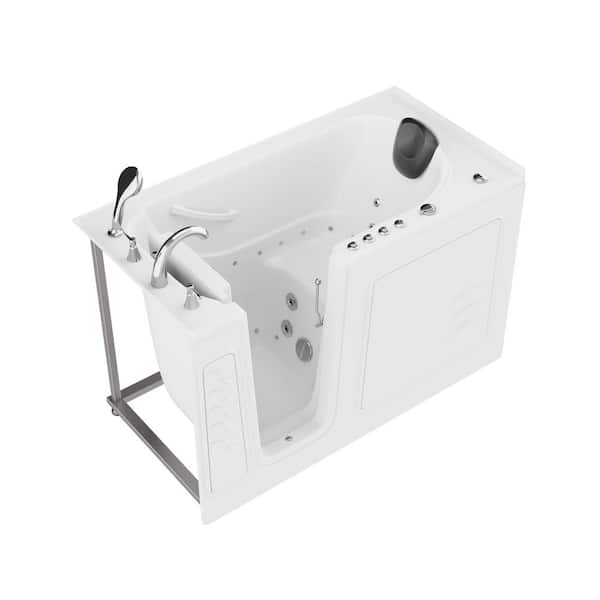 WTHDX Series 30 in. x 59 in. Left Drain Combination Jetted Walk-in Bathtub in White with Powered Fast Drain