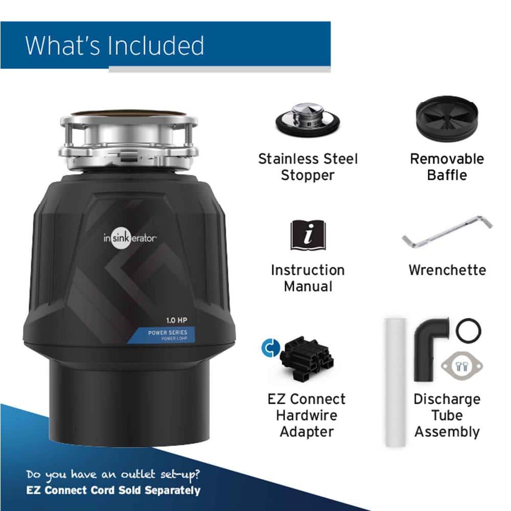 InSinkErator Power 1 HP Black and Silver Continuous Feed Garbage Disposal