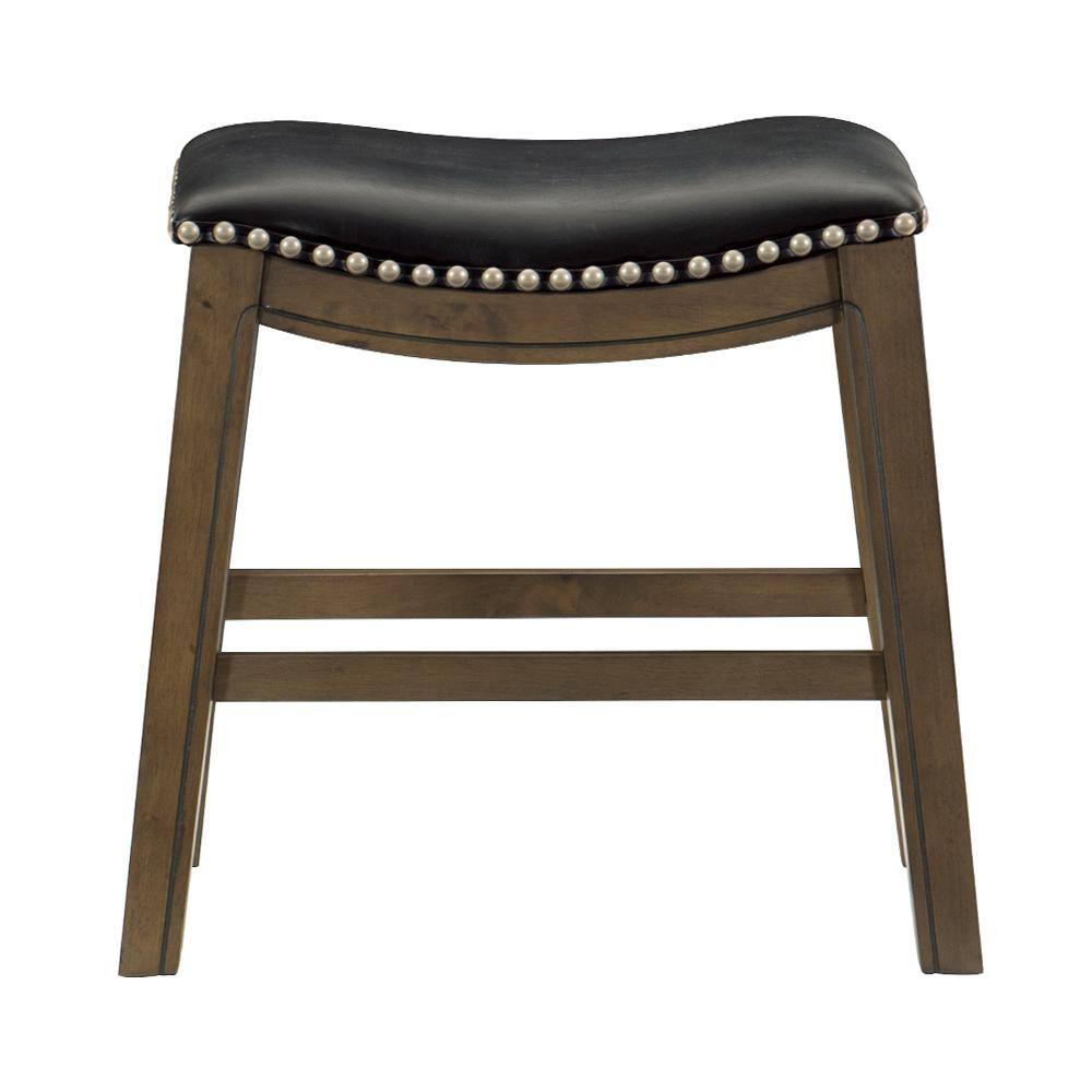 Contemporary Black Leather Saddle Counter Stool 20"