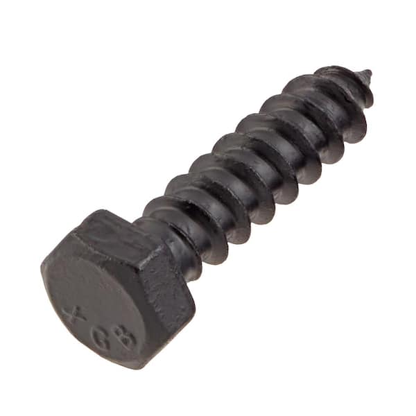 3/8 in. x 2 in. Black Exterior Hex Head Lag Screw (25-Pack)