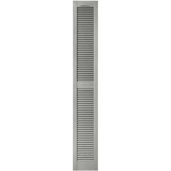 Builders Edge 12 in. x 80 in. Louvered Vinyl Exterior Shutters Pair in #284 Sage