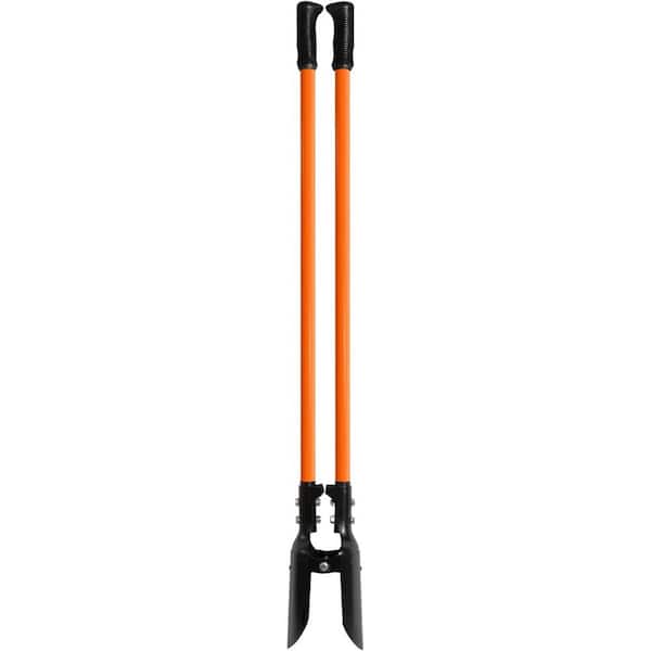 1.33 cu. ft. Heavy Duty High Carbon Steel Post Hole Digger with Fiberglass Handles, 58in. Long for Garden, Orange/Black
