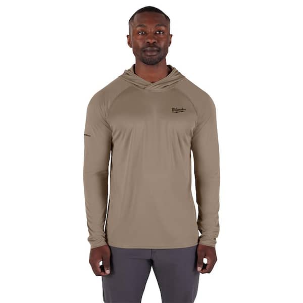 Milwaukee Men's Small Sandstone WORKSKIN Hooded Sun Shirt (2-Pack