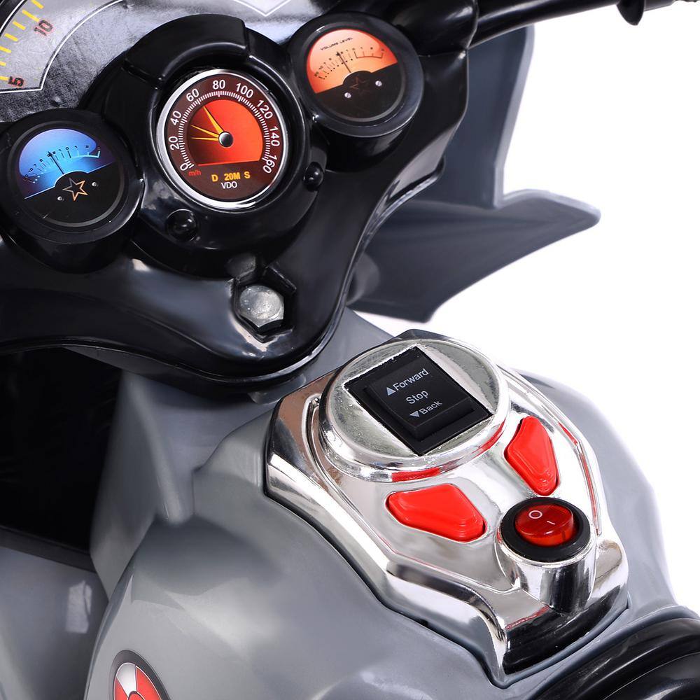 Gray 6-Volt Battery-Powered Ride-On Motorcycle