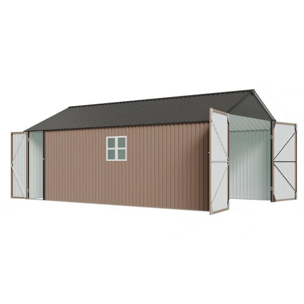 Extra Large 20 ft. W x 12 ft. D Metal Shed For Vehicles Sundries With Snow Load Double-Door All-Weather (240 sq. ft. )