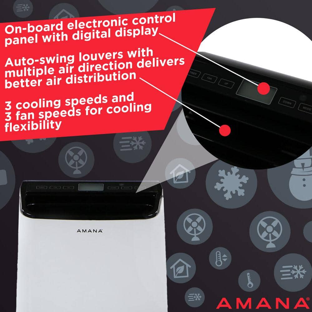 Amana 12000 BTU White and Black Portable Air Conditioner with Remote
