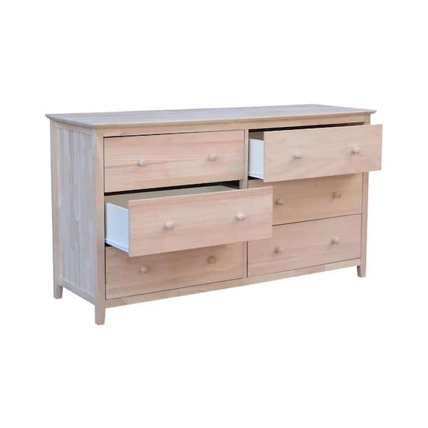International Concepts Dresser with 6 Drawers, Unfinished