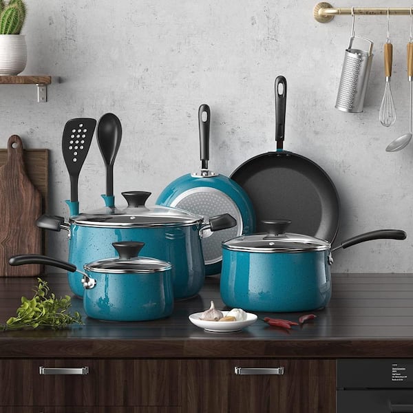 Cook N Home 10 Piece Nonstick Ceramic Coating Cookware Set, Turquoise
