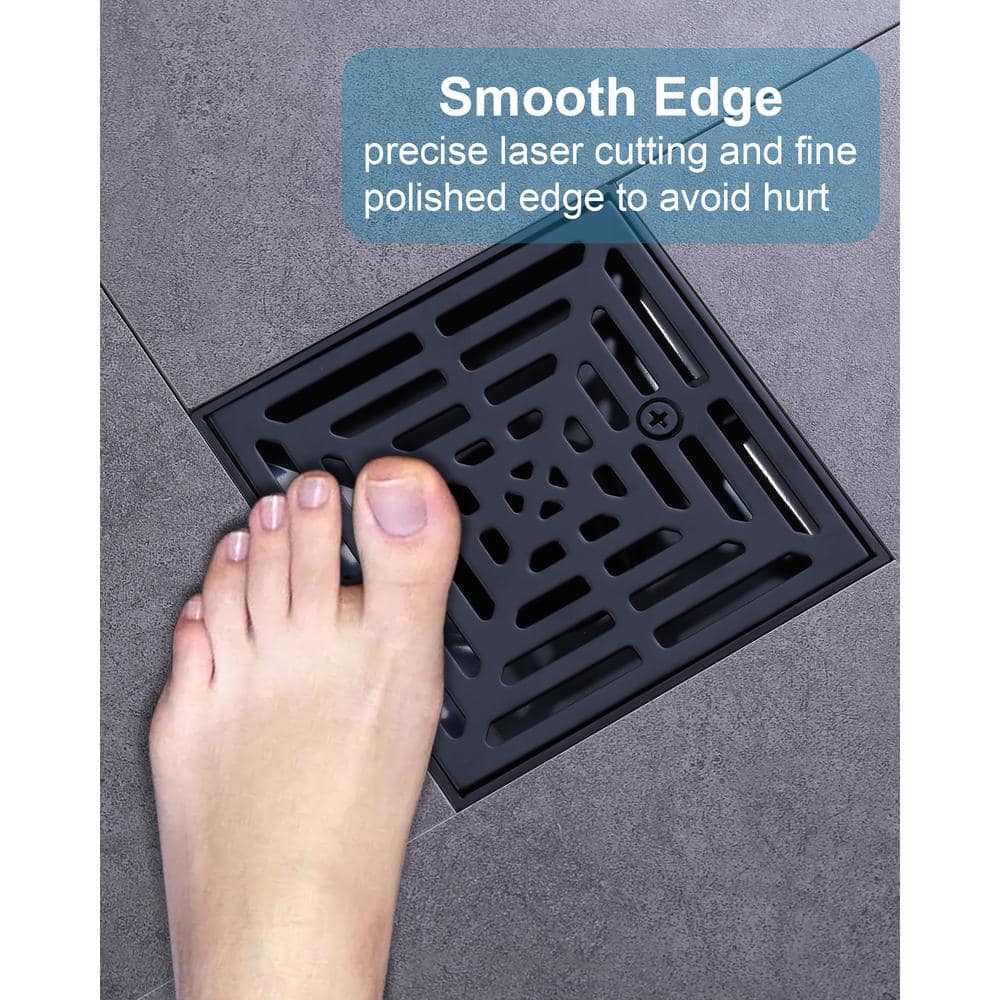 4.5 Inch Matte Black Stainless Steel Square Floor Drain