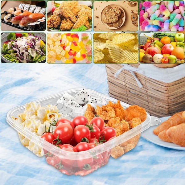 Anqtovp Plastic 4-Compartment Meal Prep Lunch Containers with Lids