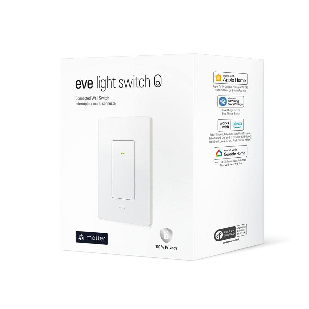 Eve White Smart Light Switch with Matter Technology