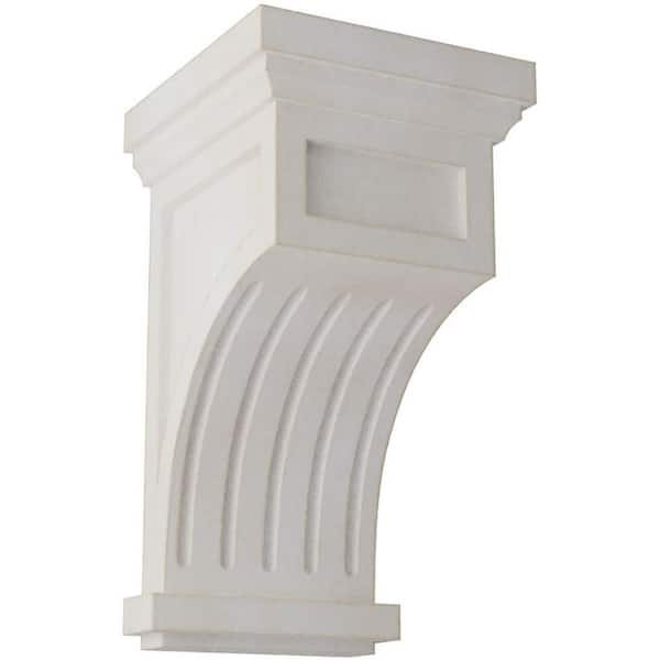 Ekena Millwork 7 in. x 13 in. x 7-1/2 in. Chalk Dust White Fluted Wood Vintage Decor Corbel