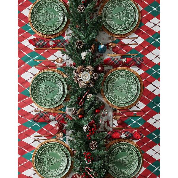 Numhew Embossed 6-Piece Christmas Style Festive Ceramic Dinner
