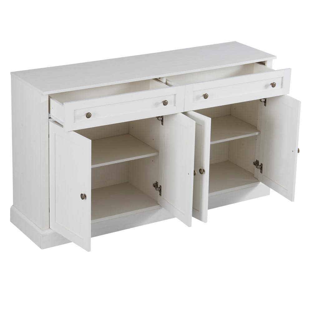 58.3 in. W x 15.8 in. D x 33.9 in. H Bathroom White Linen Cabinet
