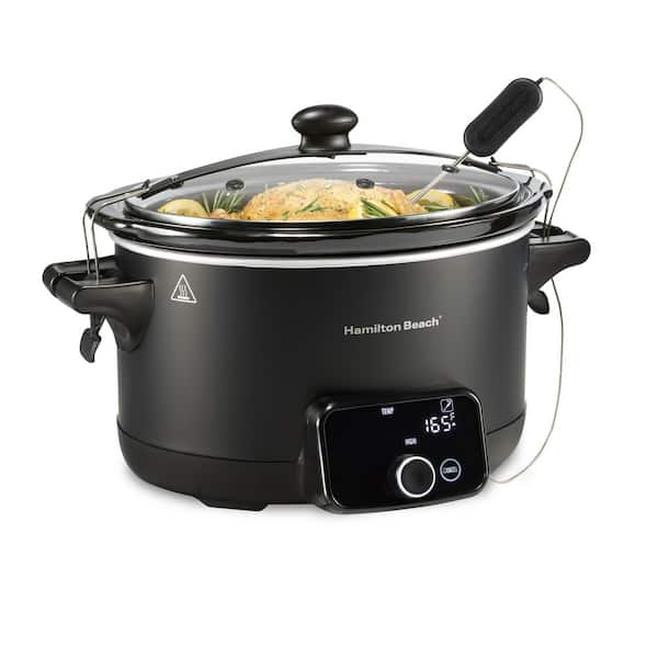 Ready, Set, Dinner 6 qt. Black Slow Cooker with Temperature Probe
