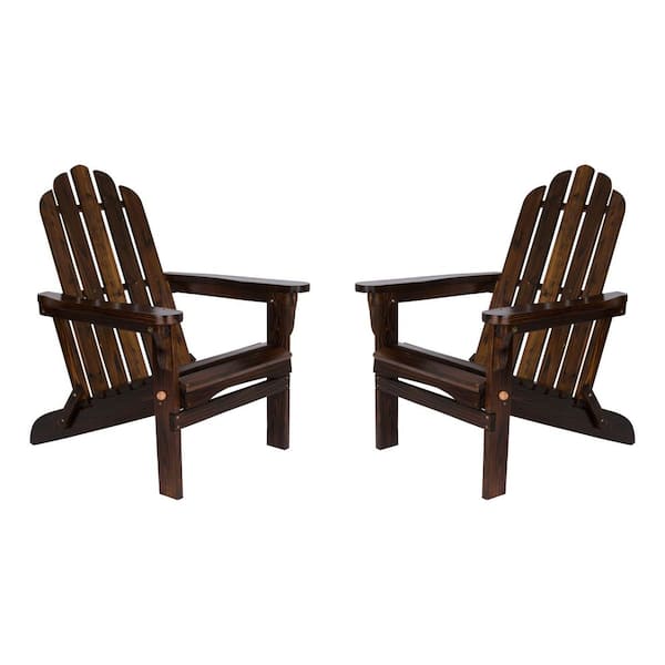 Shine Company 37 in. H Rustic Brown Folding Wood Outdoor Adirondack Chair (Set of 2)