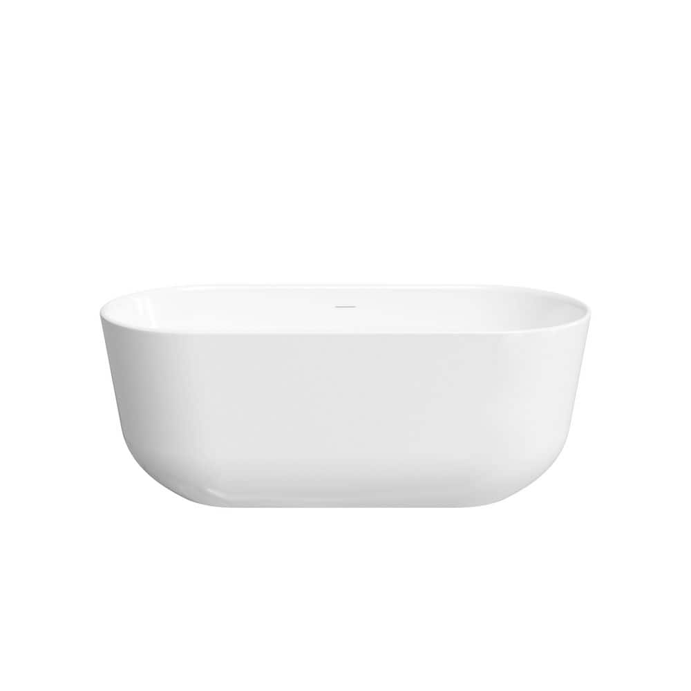 59 in. x 28 in. Freestanding Soaking Bathtub with Center Drain and Groove Overflow in White/Polished Chrome price history on PriceWatchPro