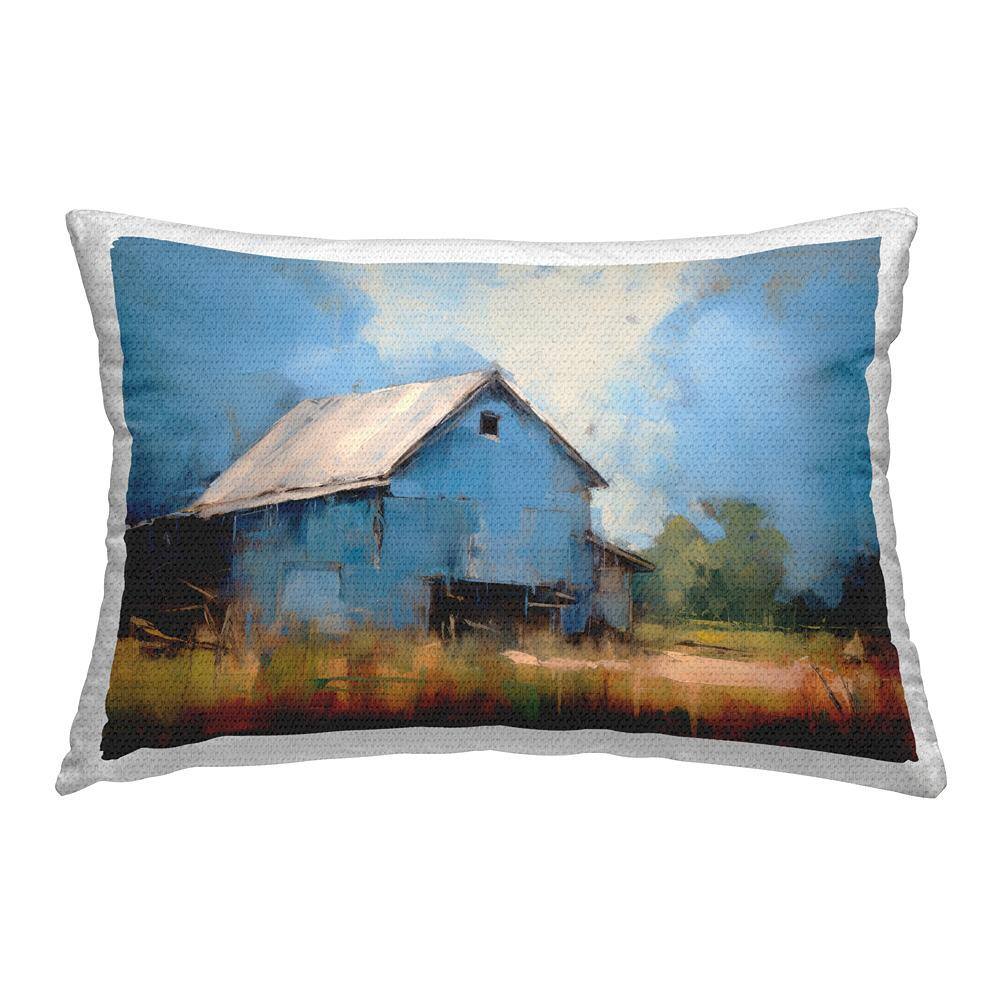 Abstract Farm House Blue Rectangular Outdoor Throw Pillow price history on PriceWatchPro