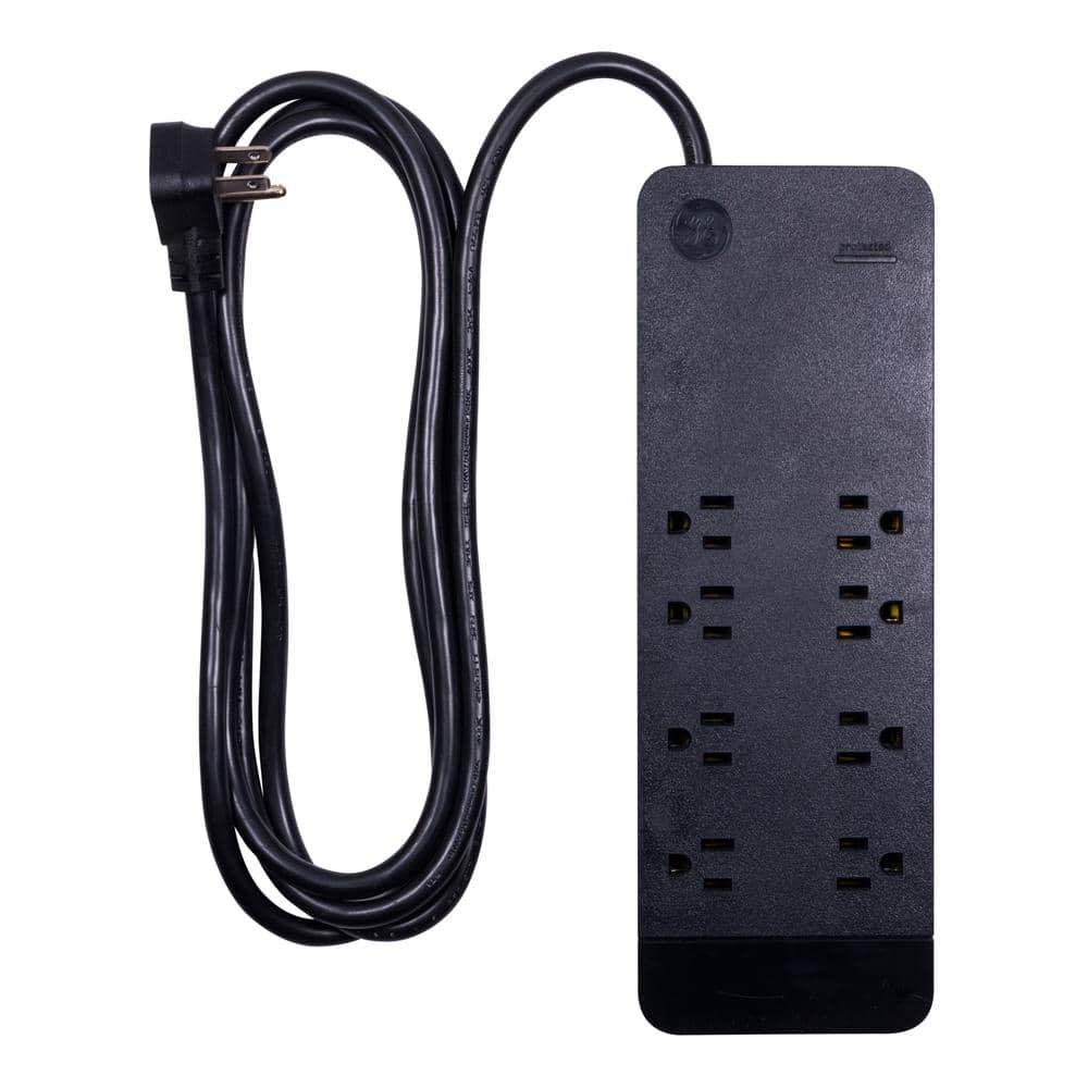 GE 8-Outlet 2,160-Joules Surge Protector with 8 ft. Cord, Black 37055 ...