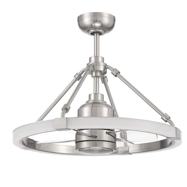 CRAFTMADE Levy 19 in. Indoor Brushed Nickel Ceiling Fan, Integrated LED ...