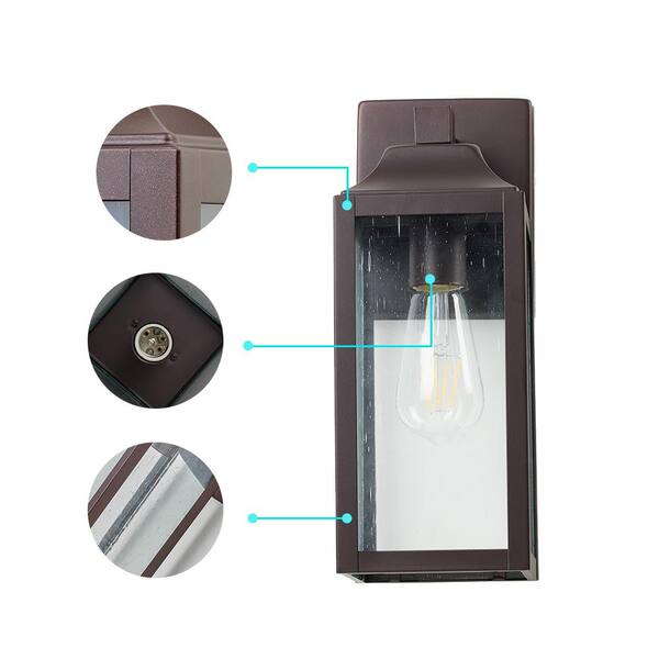 Portfolio 15.25-in H Brushed Bronze Medium Base (E-26) Outdoor Wall Light Portfolio 15.25-in H Brushed Bronze Medium Base (E-26) Outdoor Wall Light