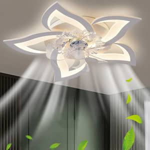 27 in. Smart Indoor White Ceiling Fan with Integrated LED with Remote Control