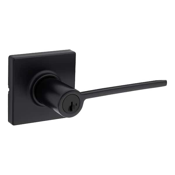 Kwikset Ladera Matte Black Keyed Entry Door Handle Featuring SmartKey Security