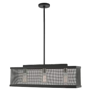 Industro 3 Light Black with Brushed Nickel Accents Chandelier