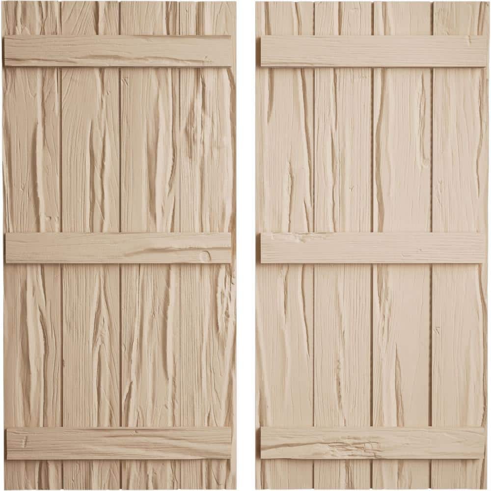 22 in. x 60 in. Timberthane Polyurethane 4-Board Joined Board-n-Batten Riverwood Faux Wood Shutters Pair price history on PriceWatchPro