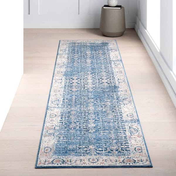 Fernanda Faded Persian Area Blue 3 ft. x 10 ft. Indoor Runner Rug