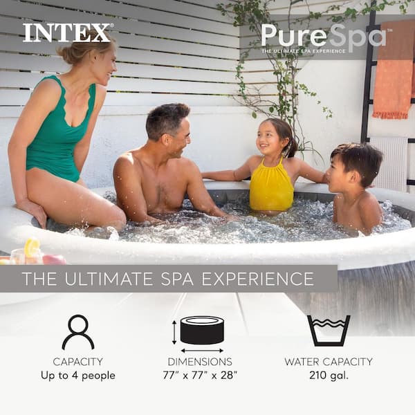 Intex PureSpa Greywood Deluxe Spa Set 4-people 140 Bubble Jet 120V
