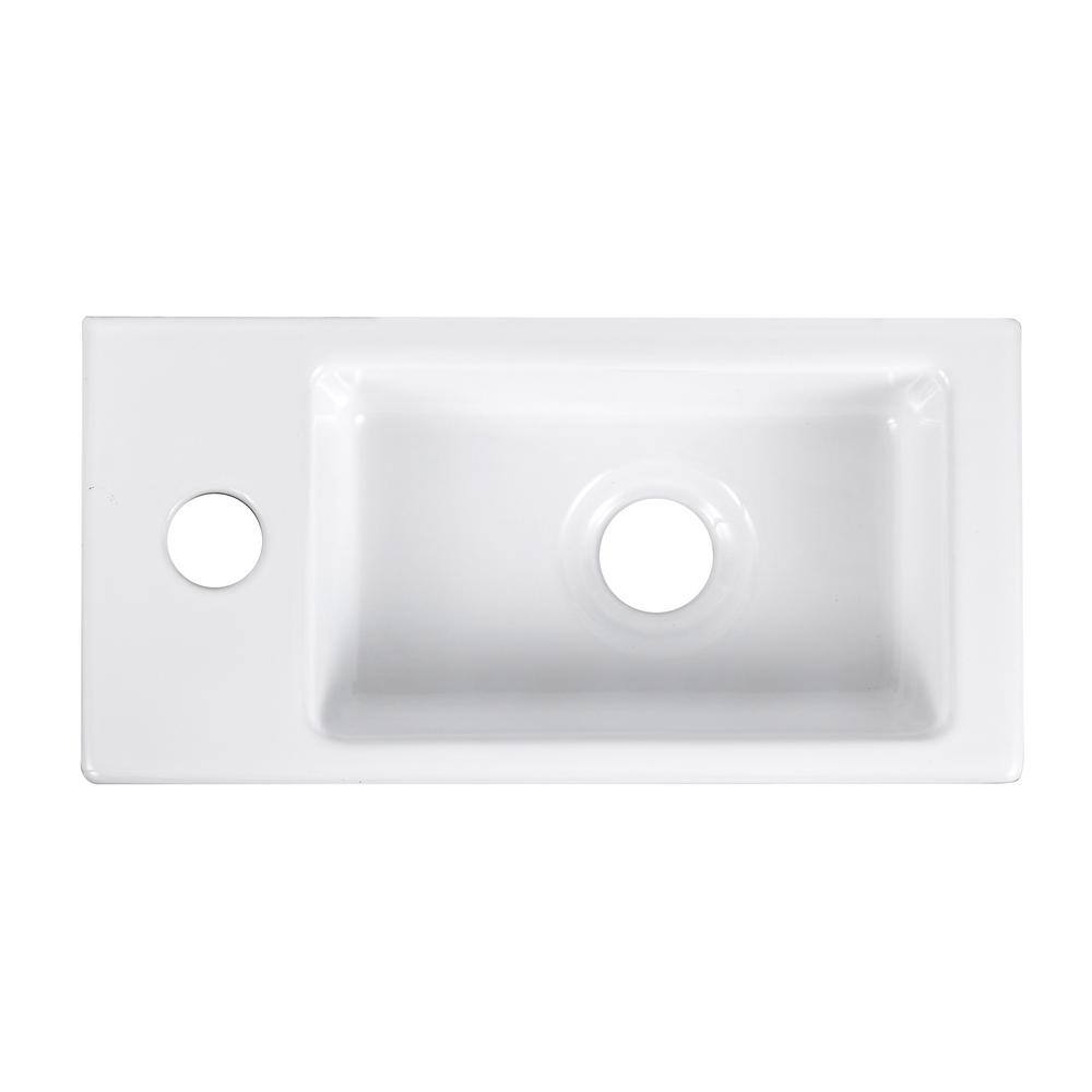 White Ceramic Rectangular Wall-Mount Bathroom Sink