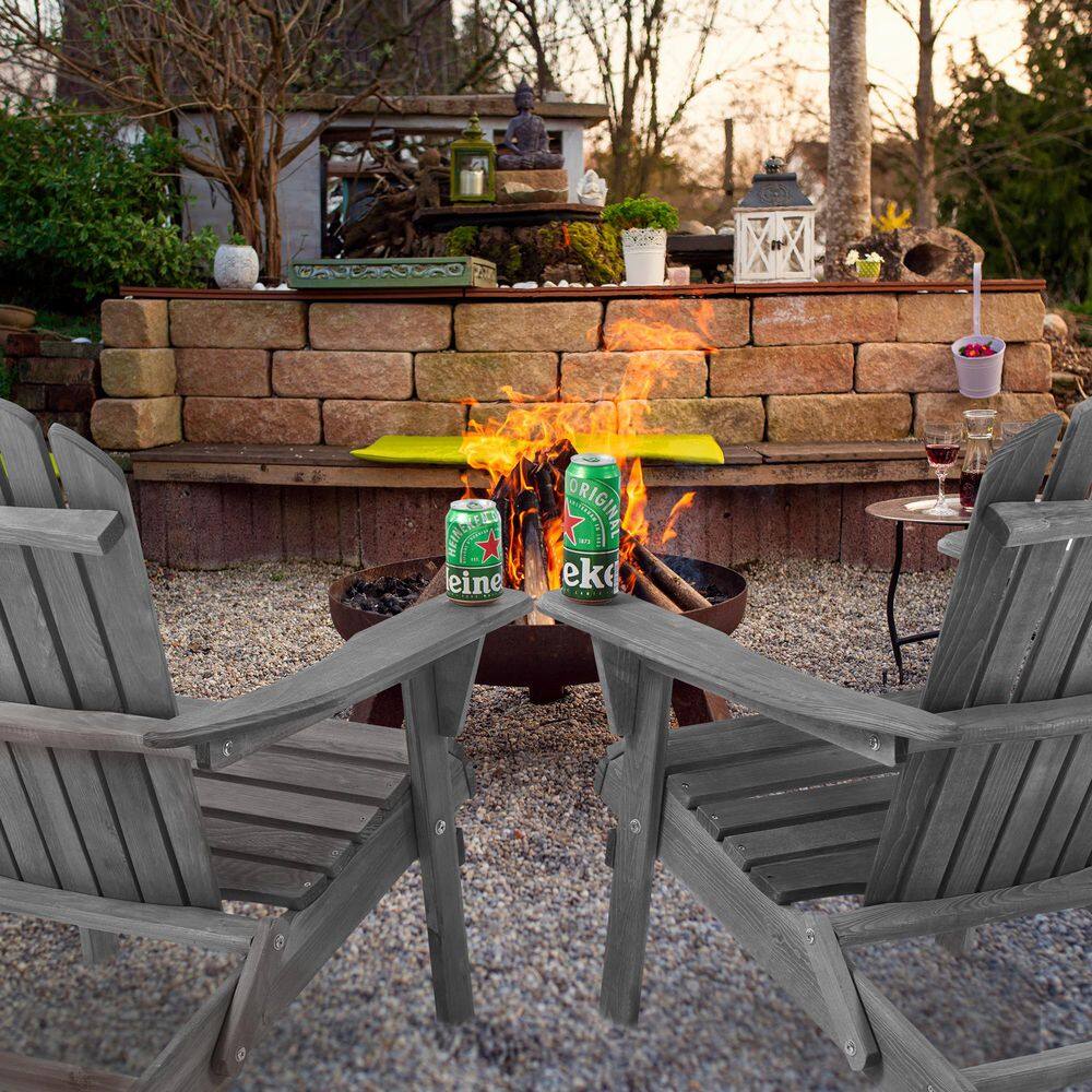 Gray Wooden Outdoor Folding Adirondack Chair, Wooden Lounge Patio Chair (2-Pack) price history on PriceWatchPro