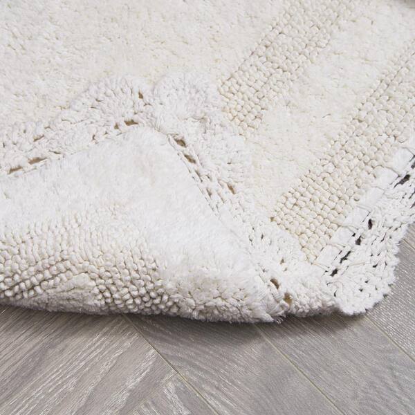 Laura Ashley Crochet White 21 in. x 34 in. Solid 100% Cotton 2