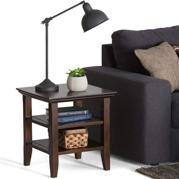 Acadian Brunette Brown Solid Wood Transitional End Table