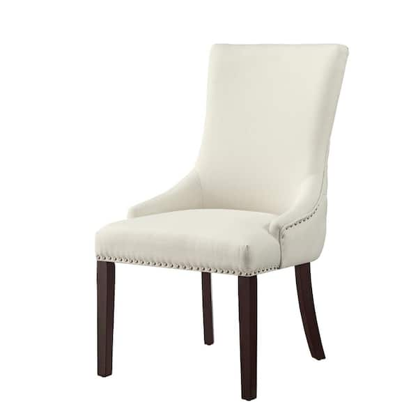 Inspired Home Piper Cream White Linen Nailhead Armless Dining