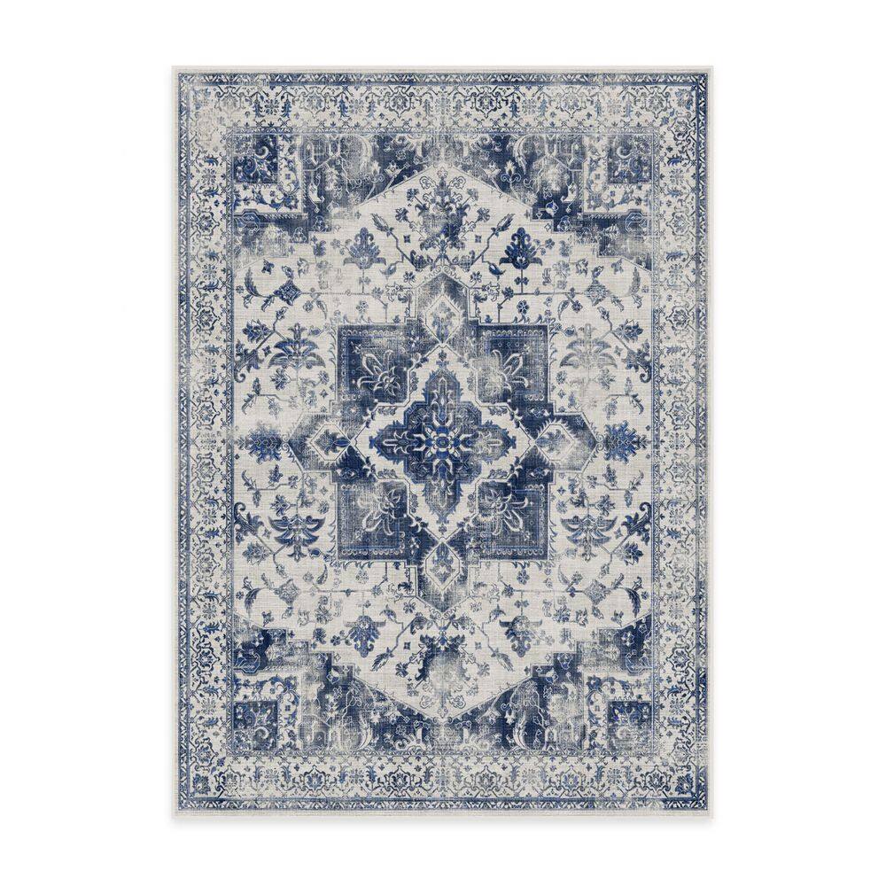 Ruggable Machine Washable Rug with Standard Pad - Kira Delft Blue 5x7 ...