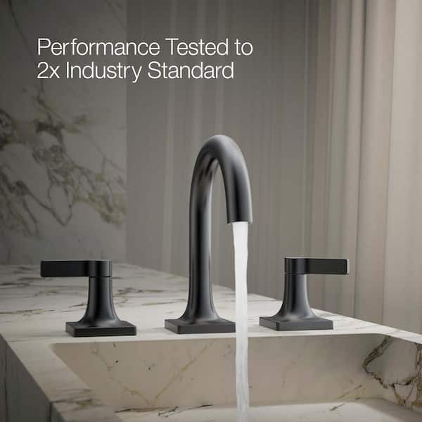 KOHLER Venza 8 in. Widespread Double Handle Bathroom Faucet in Matte Black