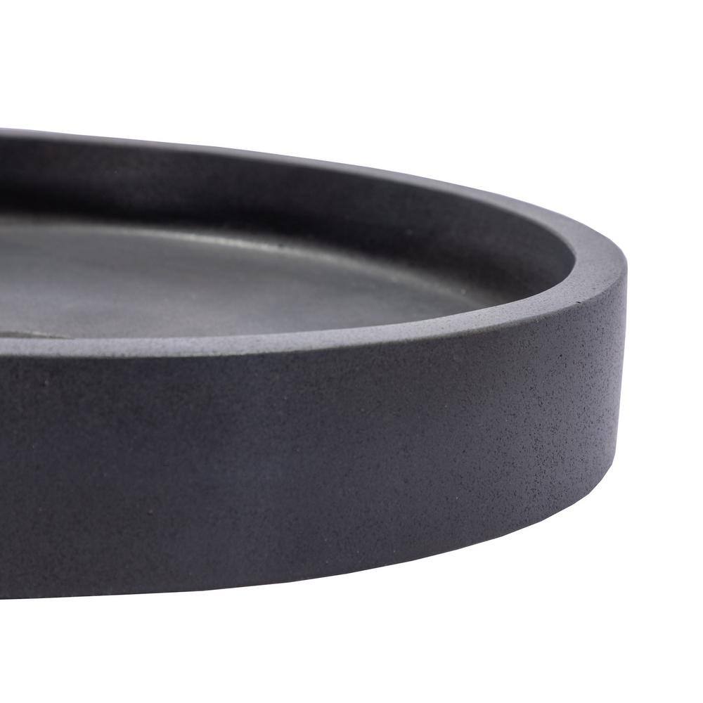 Sleek Honed Black Lava Stone 18'' Circular Vessel Bathroom Sink