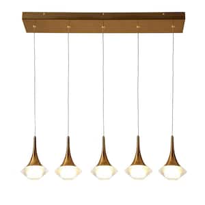 Rilistenica 5-Light Dimmable Integrated LED Plating Brass Chandelier with Acrylic Decorations