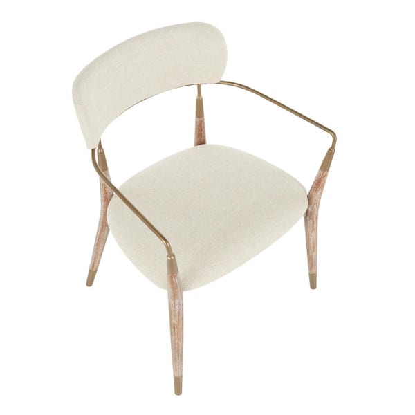 Lumisource Savannah Chair In Cream, Savannah White Washed Wood Modern Dining Chairs Set Of 2