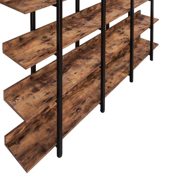 FABULAXE Industrial 67.5 in. Brown Wood and Metal 5-Shelf Etagere