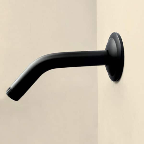 1/2 NPT x 4.8 in. Round Wall Mount Shower Arm with Sure Grip Flange in Matte Black (1-Pack)