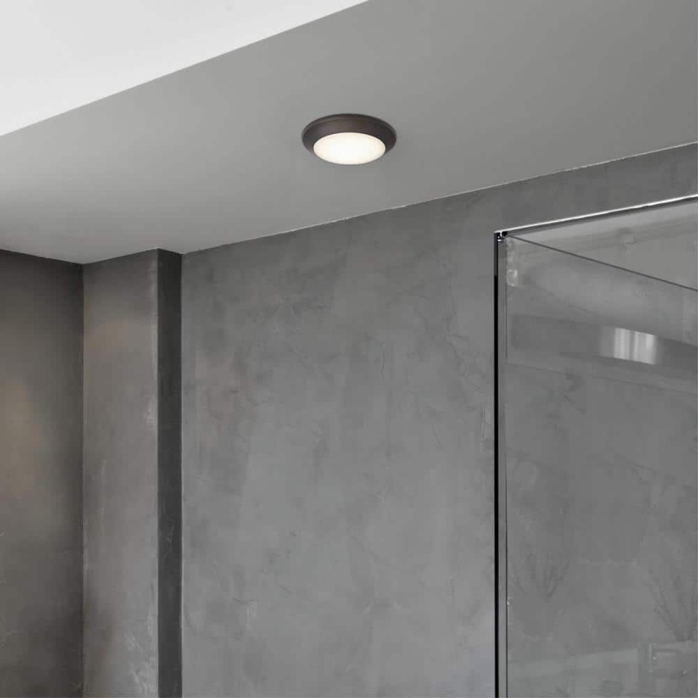 Makira 7.5" Black-Bronze LED Flush Mount with Frosted Glass