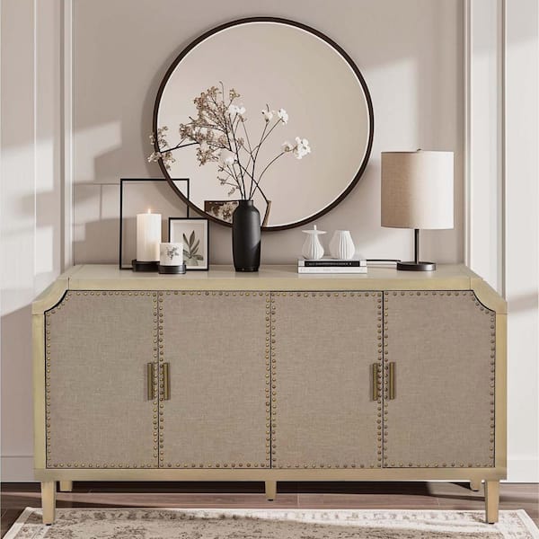 wetiny 32.68 in. Natural 4-Door Cabinet
