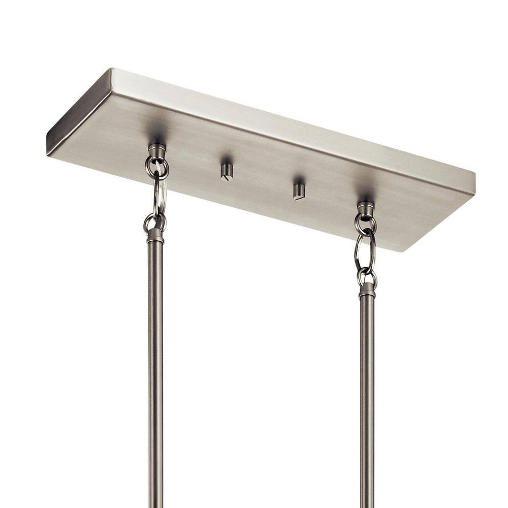 Sleek 5-Candle Linear Chandelier in Brushed Nickel with Clear Glass