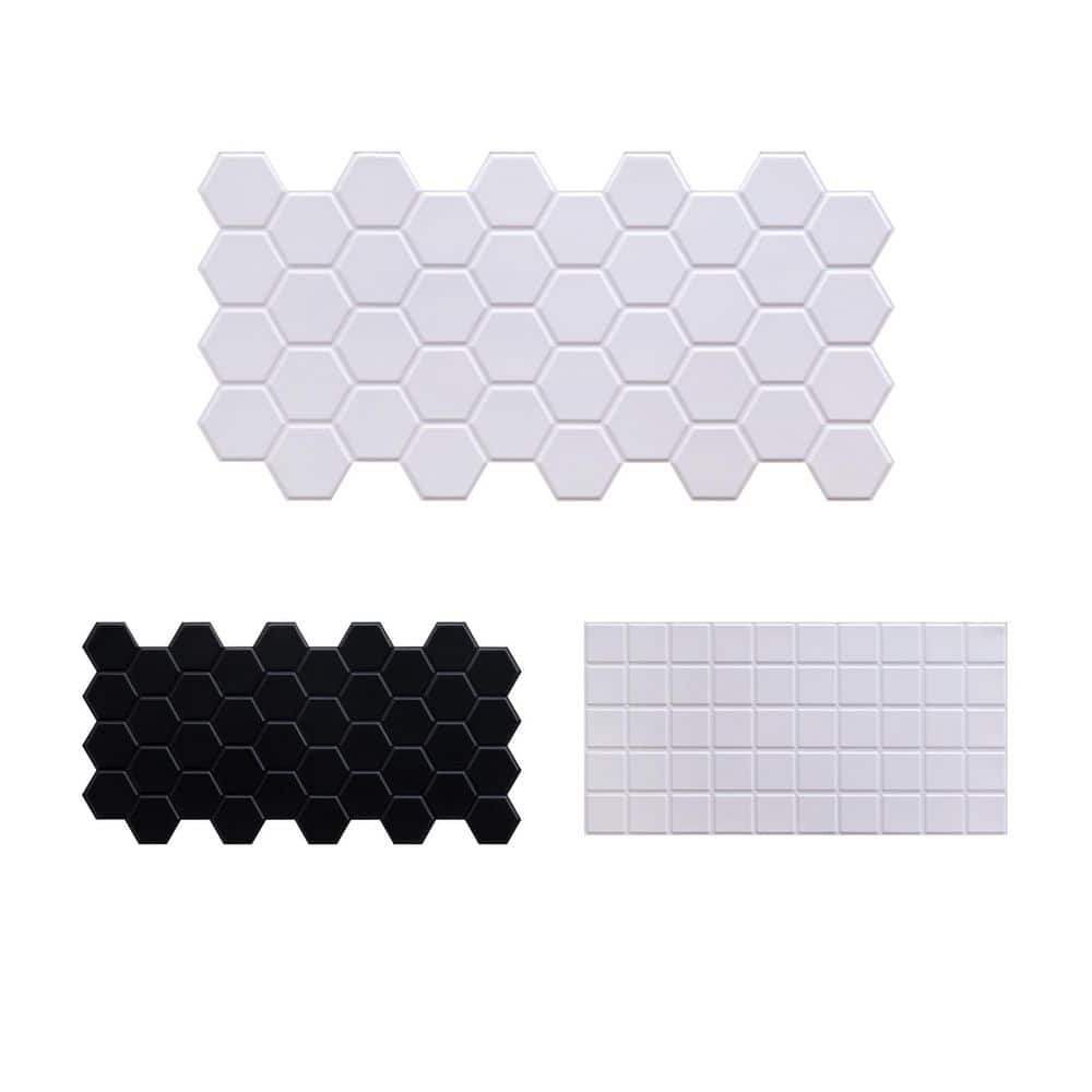 3 ft. x 1 1/2 ft. x 3/16 in. White Hexagon 3D PVC Wall Panels for Interior 