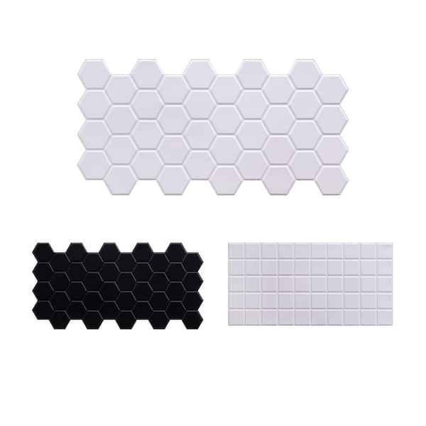 3 ft. x 1 1/2 ft. x 3/16 in. White Hexagon 3D PVC Wall Panels for Interior Decor, Bathrooms, Lobbies (10-Pack)