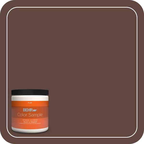BEHR PREMIUM PLUS 8 oz. #180F-7 Warm Brownie Flat Interior/Exterior Paint & Primer Color Sample
