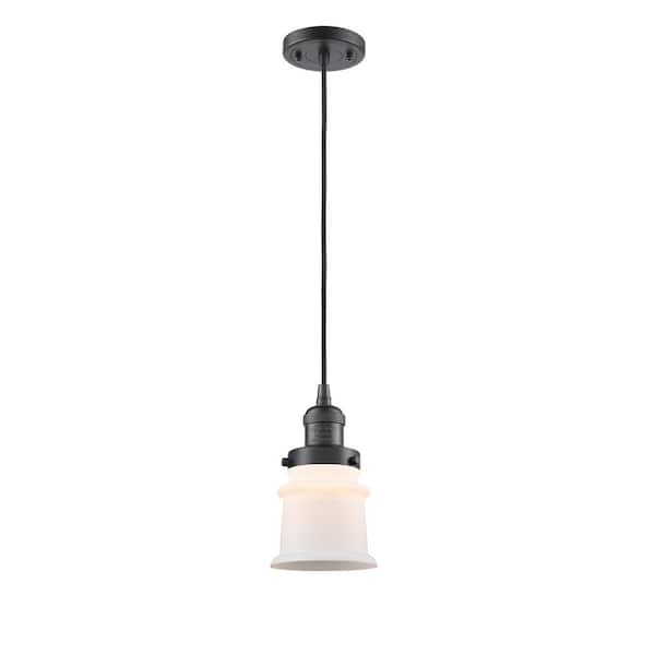Innovations Canton 60-Watt 1 Light Oil Rubbed Bronze Shaded Mini Pendant Light with Frosted Glass Shade